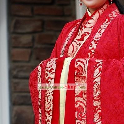 Traditional Chinese Princess Red Wedding Dress Complete Set