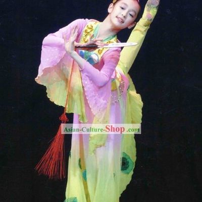 Chinese Classic Fan Dance Costume for Kids