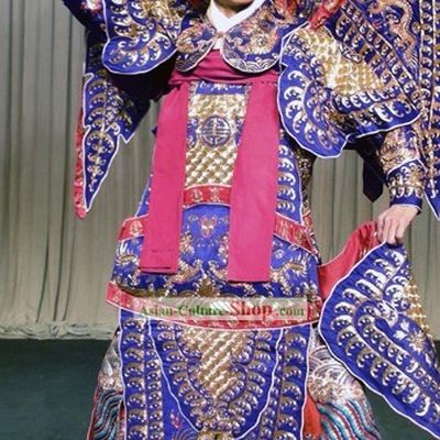 Chinese Opera Wusheng Fighting General Armor Costume and Helmet Complete Set