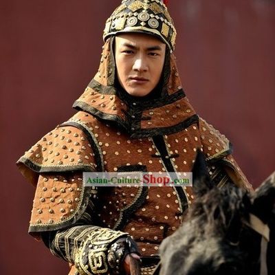 Ancient Qing Dynasty Prince Armor and Helmet Complete Set