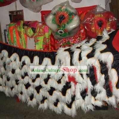 White Sheep Fur Black Undercover Lion Dance Body Tail Pants Claws Set