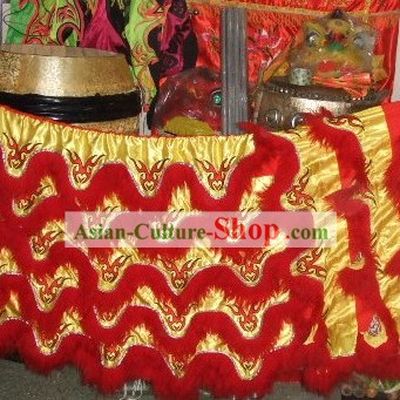 Red Sheep Fur Lion Dancing Body Tail Pants Claws Set