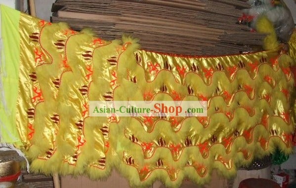 Luminous Long Yellow Sheep Fur Lion Dancing Tail Set