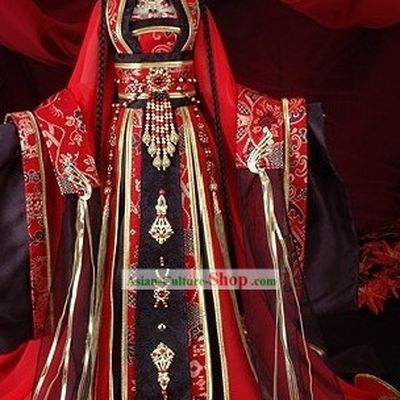 Ancient Chinese Princess Hair Accessories and Costumes Complete Set
