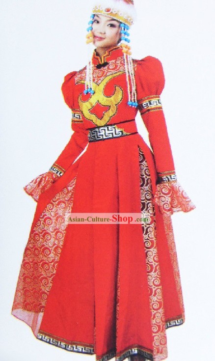 Mongolian Mongolian Princess Dance Outfit and Hat