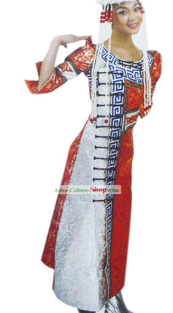 Traditional Mongolian Dance Costume and Hat
