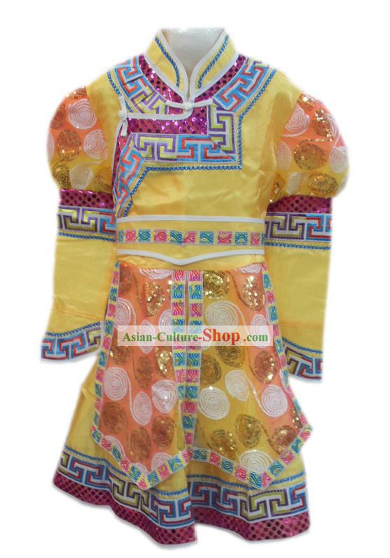 Traditional Mongolian Little Princess Dance Costumes for Children
