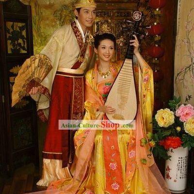 Ancient Chinese Emperor and Empress Wedding Dress 2 Sets for Men and Women