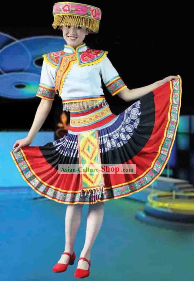 Chinese Miao Dance Costumes and Hat for Women