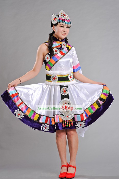 Tibetan Dance Costumes and Headpiece for Women