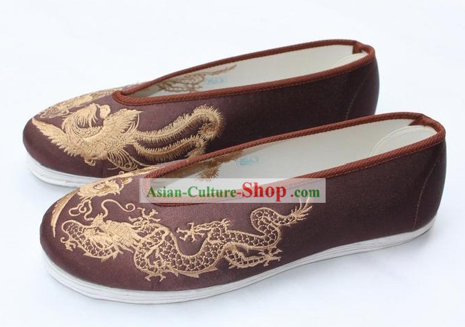 Chinese Classic Hanfu Dragon Phoenix Embroidery Shoes for Men