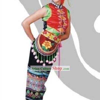 Traditional Chinese Yi Ethnic Dance Costume for Women