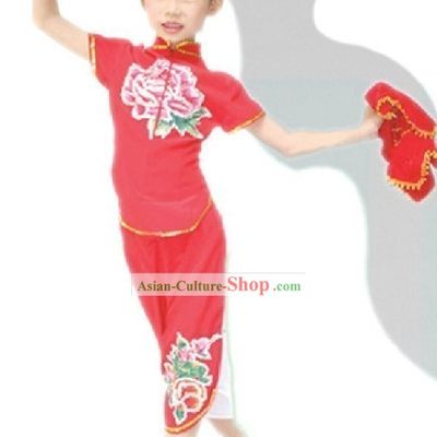 Traditional Chinese Fan Dance Costume for Kids