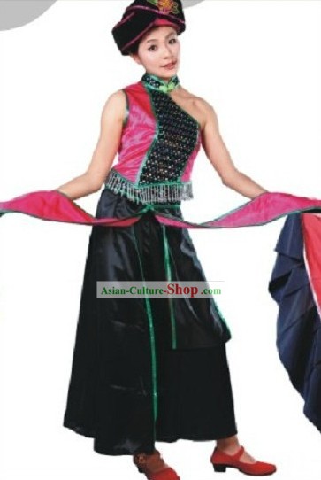 Traditional Chinese Yi Minority Dance Costume for Women