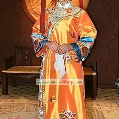 Traditional Chinese Qing Princess Costume and Hat
