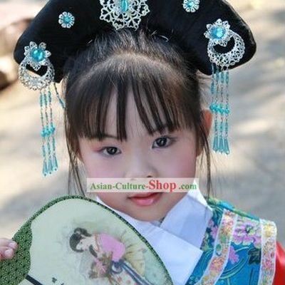 Qing Dynasty Palace Wig and Hair Accessories for Kids