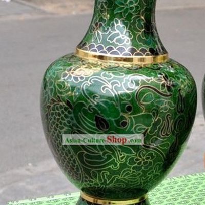 Chinese Classic Green Cloisonne Vase