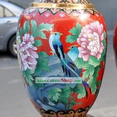 Chinese Classic Cloisonne Bird and Flower Vase