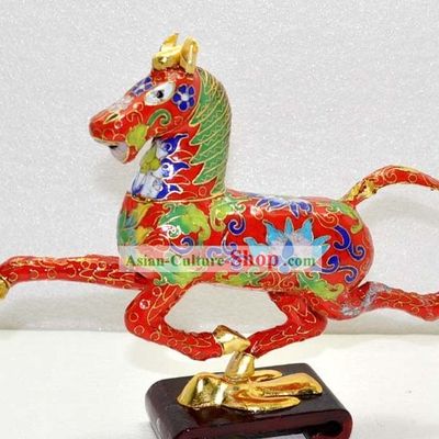 Chinese Classic Cloisonne Red Running Horse
