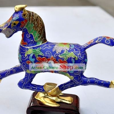 Chinese Classic Cloisonne Blue Running Horse
