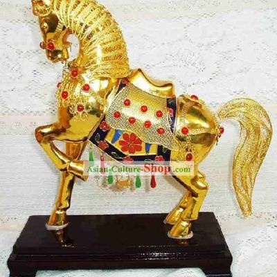 Chinese Classic Cloisonne Golden Horse