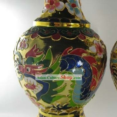 Chinese Classic Cloisonne Dragon Vase