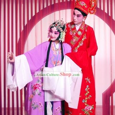 Peking Opera Wedding Costumes 2 Sets for Men and Women