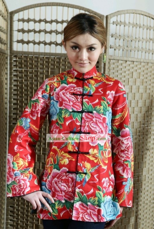 Traditional Chinese Lucky Red Phoenix Wedding Suit