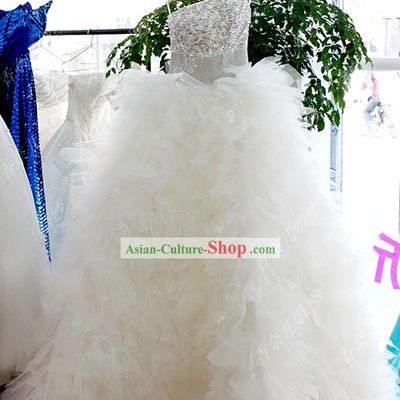 Stunning White Wedding Dress Bride Veil Complete Set for Brides