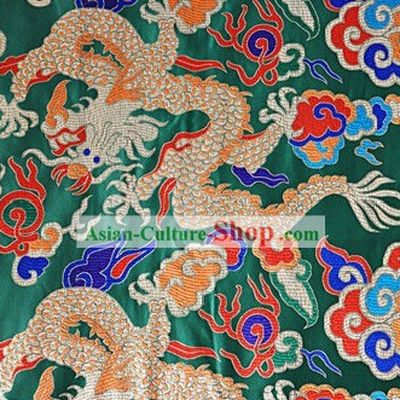 Chinese Green Dragon Brocade Fabric