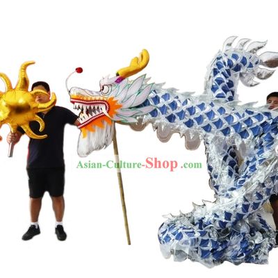 Competition and Performance Silver Lightweight Net Dragon Dance Costumes Complete Set