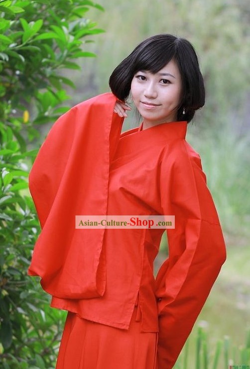Traditional Chinese Red Hanfu Clothing Complete Set