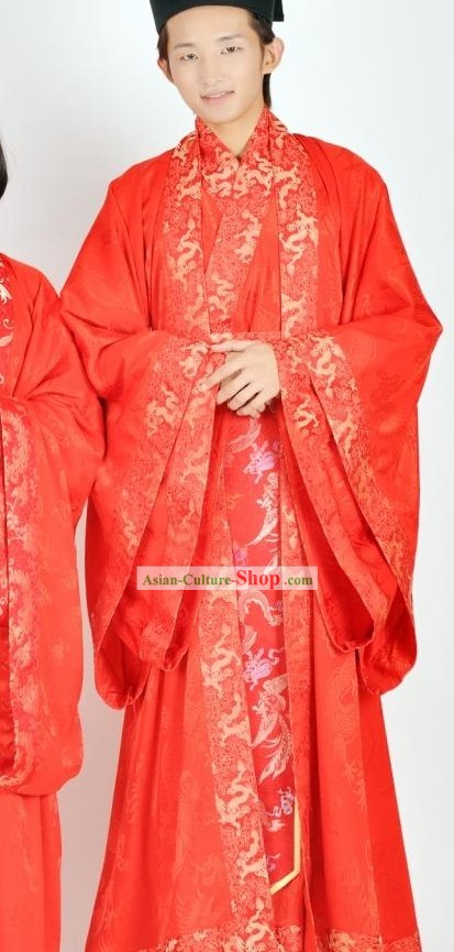 Traditional Chinese Wedding Dress Complete Set for Bridegrooms