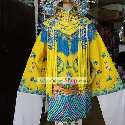 Chinese Peking Opera Empress Costume and Phoenix Crown Complete Set
