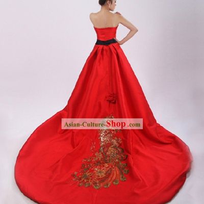 Lucky Red Chinese Phoenix Wedding Dress