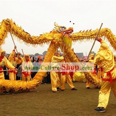 Handmade Shinning Golden Dragon Dance Costumes Complete Set
