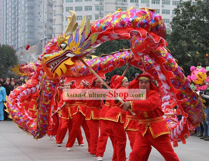 Handmade Beautiful Rainbow Color Dragon Dance Costume Complete Set