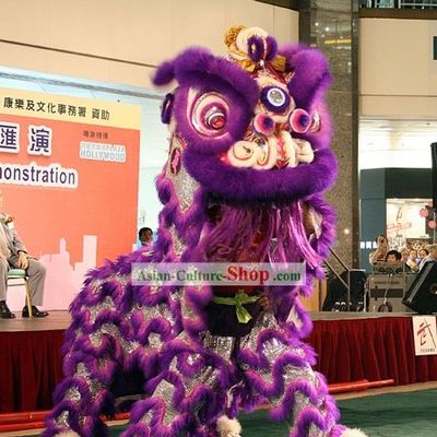 Luminous Competition and Parade Purple Sheep Fur Lion Dance Costume Complete Set