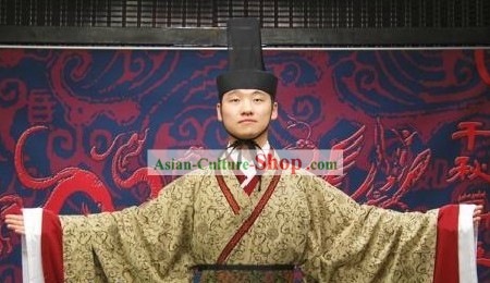 Ancient Chinese Chancellor Costume and Hat Complete Set