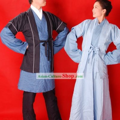 Ancient Chinese Farmer Clothing 2 Sets for Men and Women