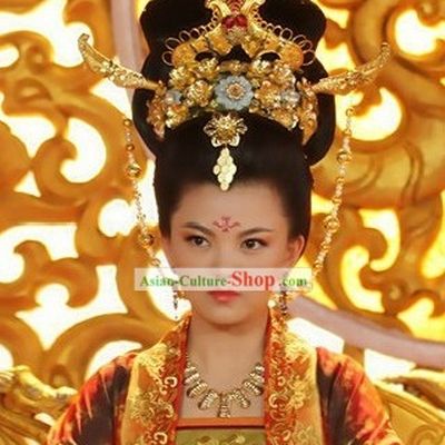 Ancient Chinese Tang Dynasty Women Emperor Headpiece Set