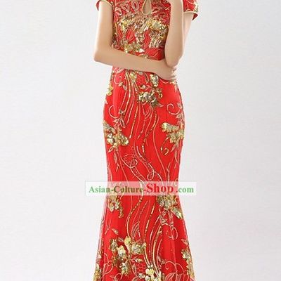 Traditional Chinese New Year Red Cheongsam