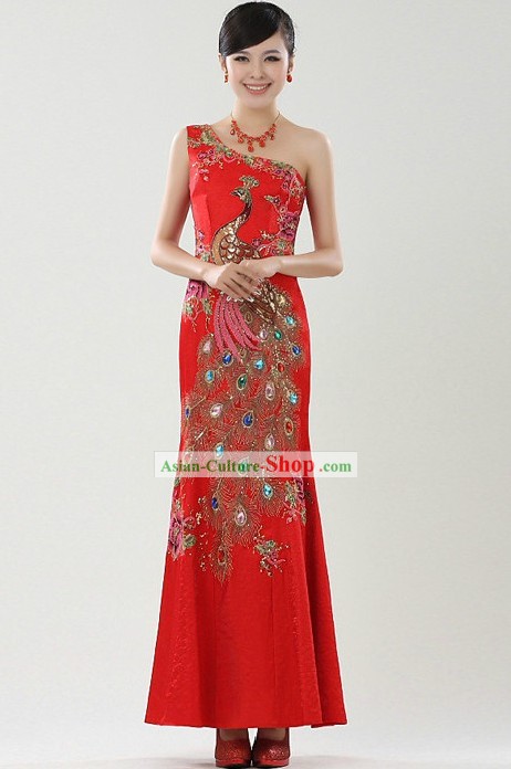 Lucky Red Chinese Wedding Evening Dress
