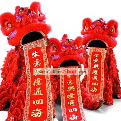 Traditional Red Lion Dance Costumes Complete Set