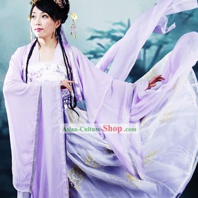 Ancient Chinese Tang Dynasty Purple Dress for Women