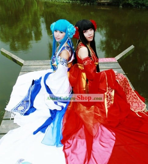 Ancient Chinese Cosplay Princess Sisters Costumes 2 Sets