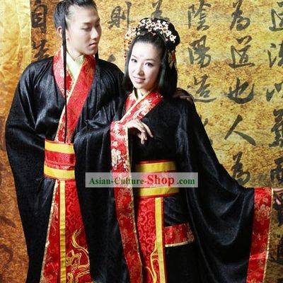 Ancient Chinese Royal Wedding Dress Complete 2 Sets for Men and Women