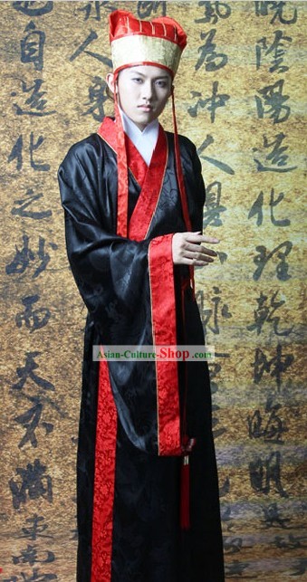 Traditional Chinese Prime Minister Costume and Hat Complete Set