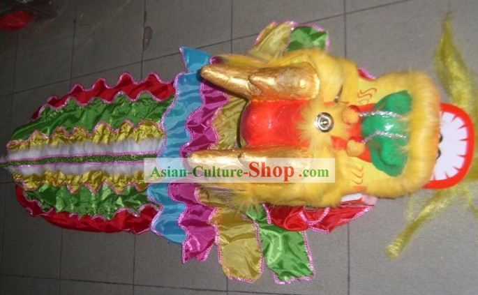 One Person Yellow Fur Dragon Dance Costume for Kids