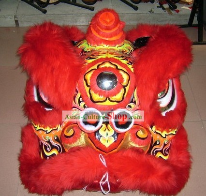 Chinese Spring Festival Celebration Red Fur Lion Dance Costume Complete Set